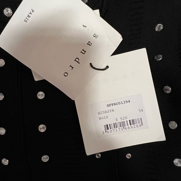 ❤️‍🔥 Sandro ❤️‍🔥 asya black studded knit dress nwt !!! - Picture 5 of 6
